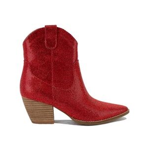 BEAST Red Rhinestone Western Sparkly Cowgirl Festival Holiday Party Boot